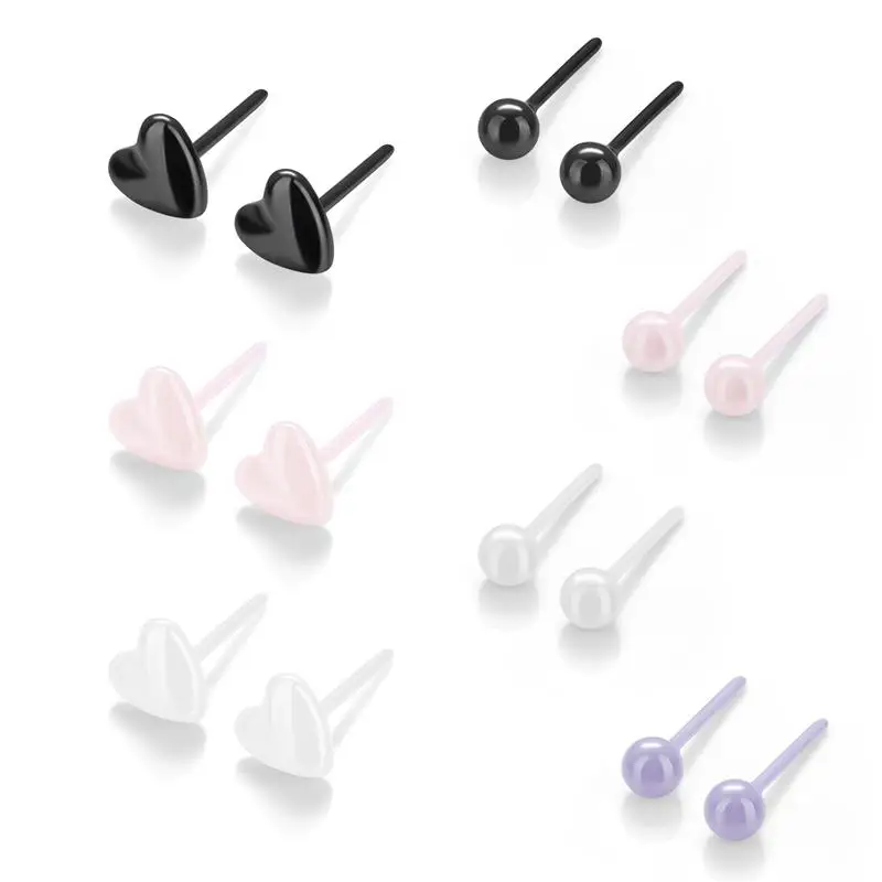 1Pair Ceramic Earnails Simple Classic Earbone Nail Small Earrings Ear Bone Nail Lip Piercing Body Jewelry Accessory