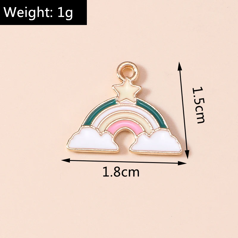 20 Stück 18x15mm Niedliche Emaille-Stern-Regenbogen-Anhänger für die Herstellung von Ohrringen, Halsketten, Armbändern, DIY-Bastelarbeiten und Schmuckzubehör – Detail 1