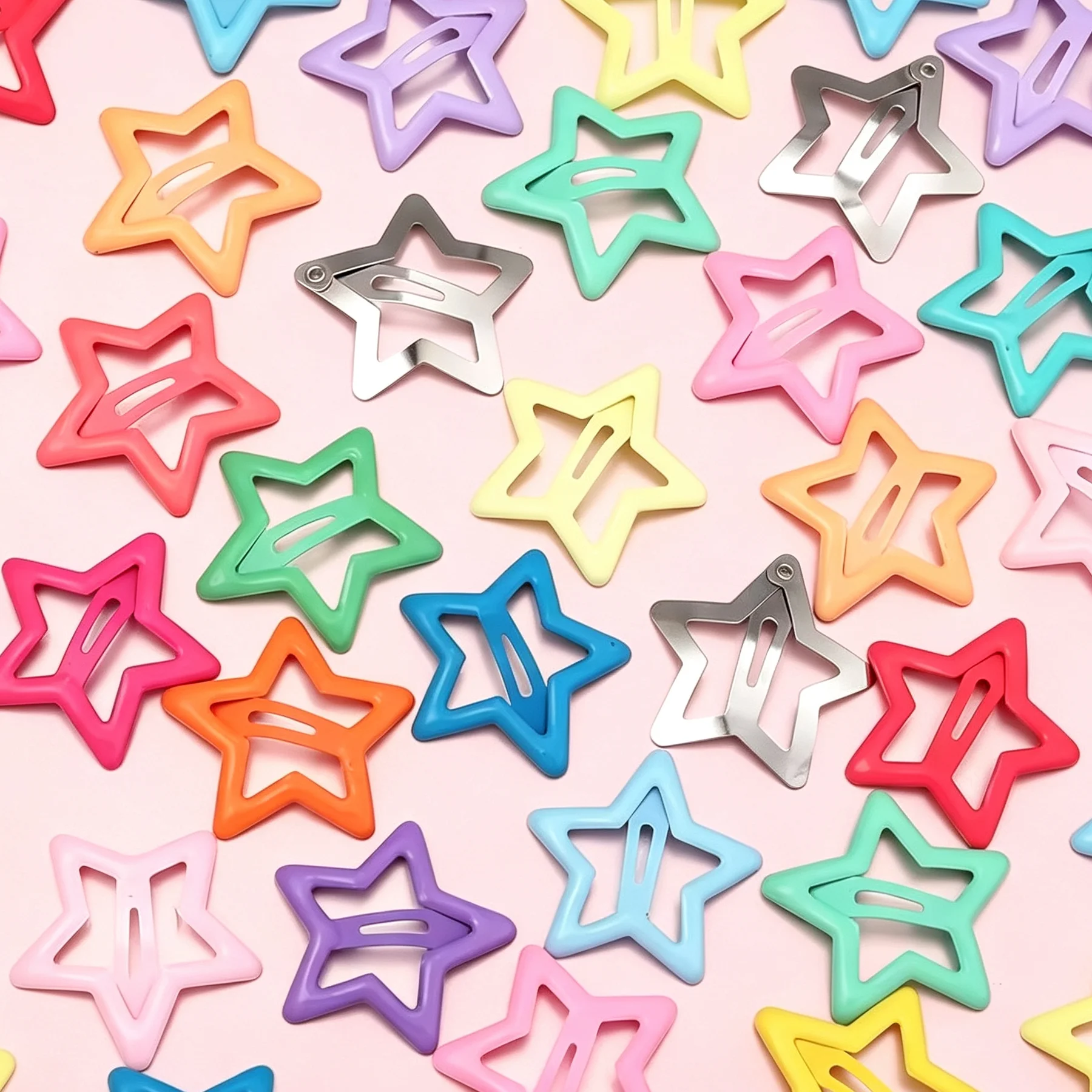 50pcs Cute Colorful Star Hair Clips For Girls Children Lovely BB Barrettes Y2K Hair Decorate Hairpins Kids Hair Accessories Gift