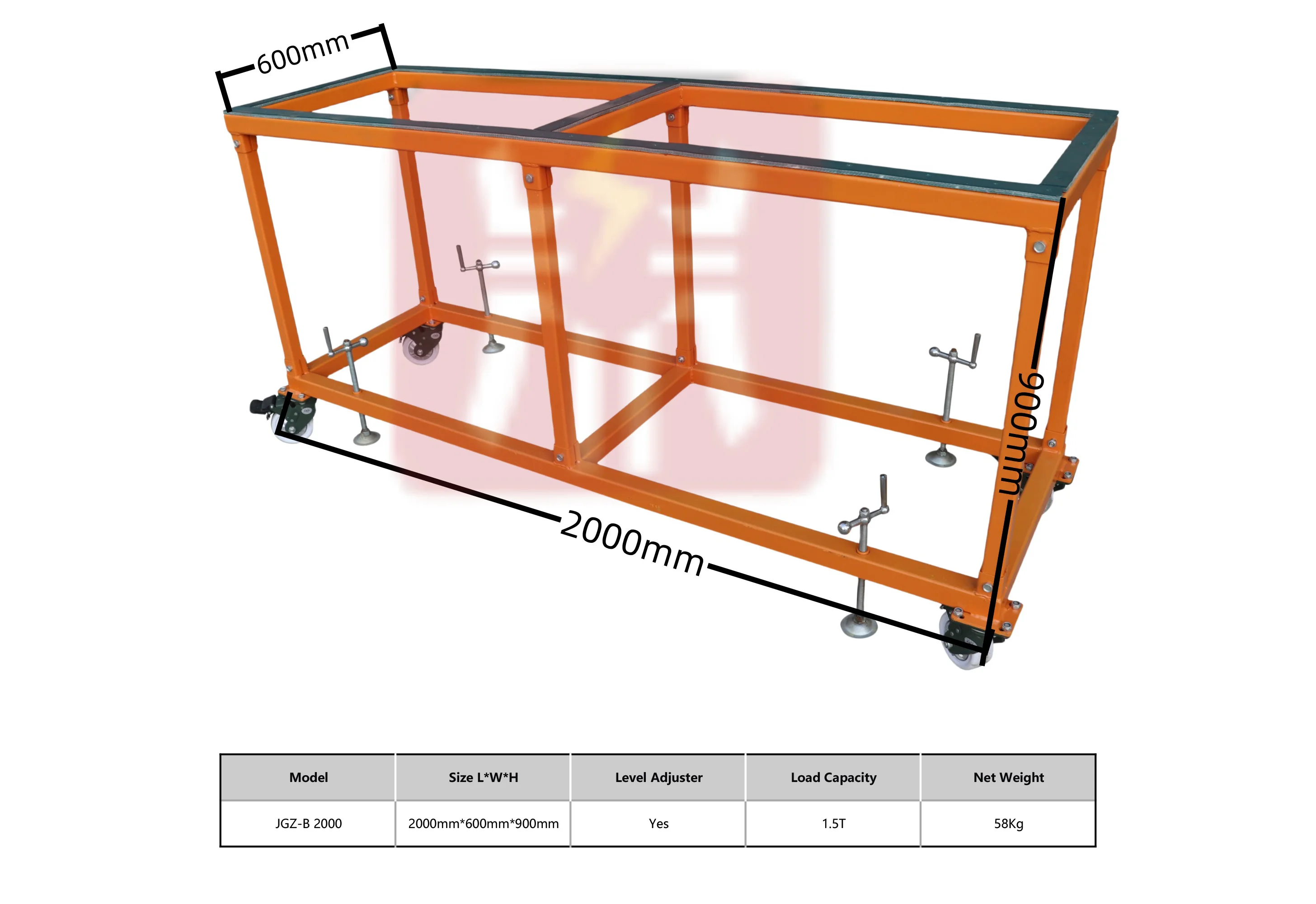 Customized Steel Working Table For Stone Processing Work Bench Granite Fabrication Table (Corssbar Can Be Adjustable)