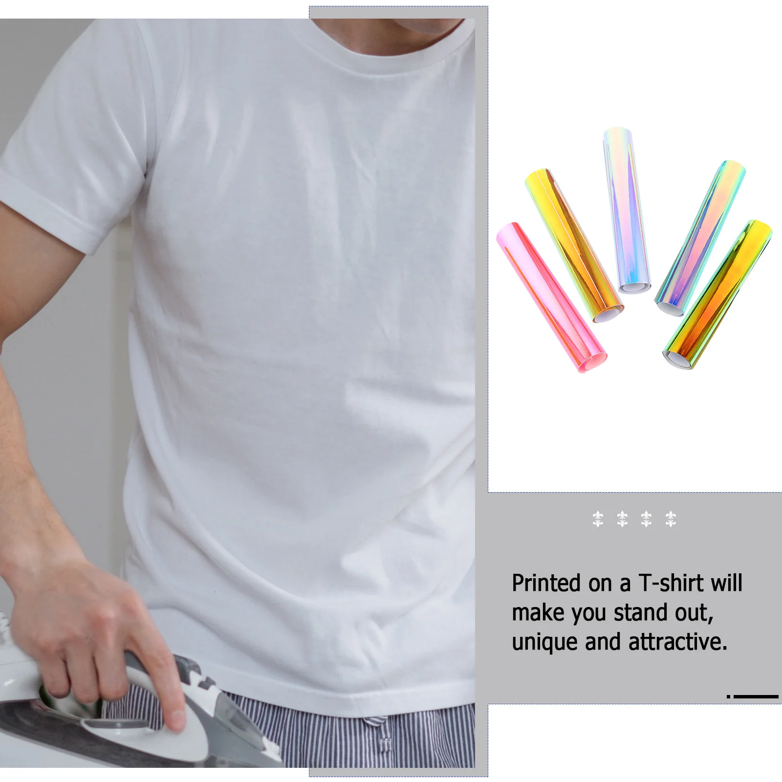 

5pcs 30X25Cm Rainbow Film Diy Transfer Membrane Self-Adhesive Vinyl For Clothing Hat Bag Pillow Christmas Party Home Storage