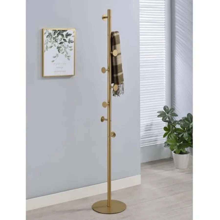 Hat-Coat Stand Modern Vertical Coat Rack with Multiple Rounded Hooks and Slim Space Saving Profile for Entryway Bedroom Office