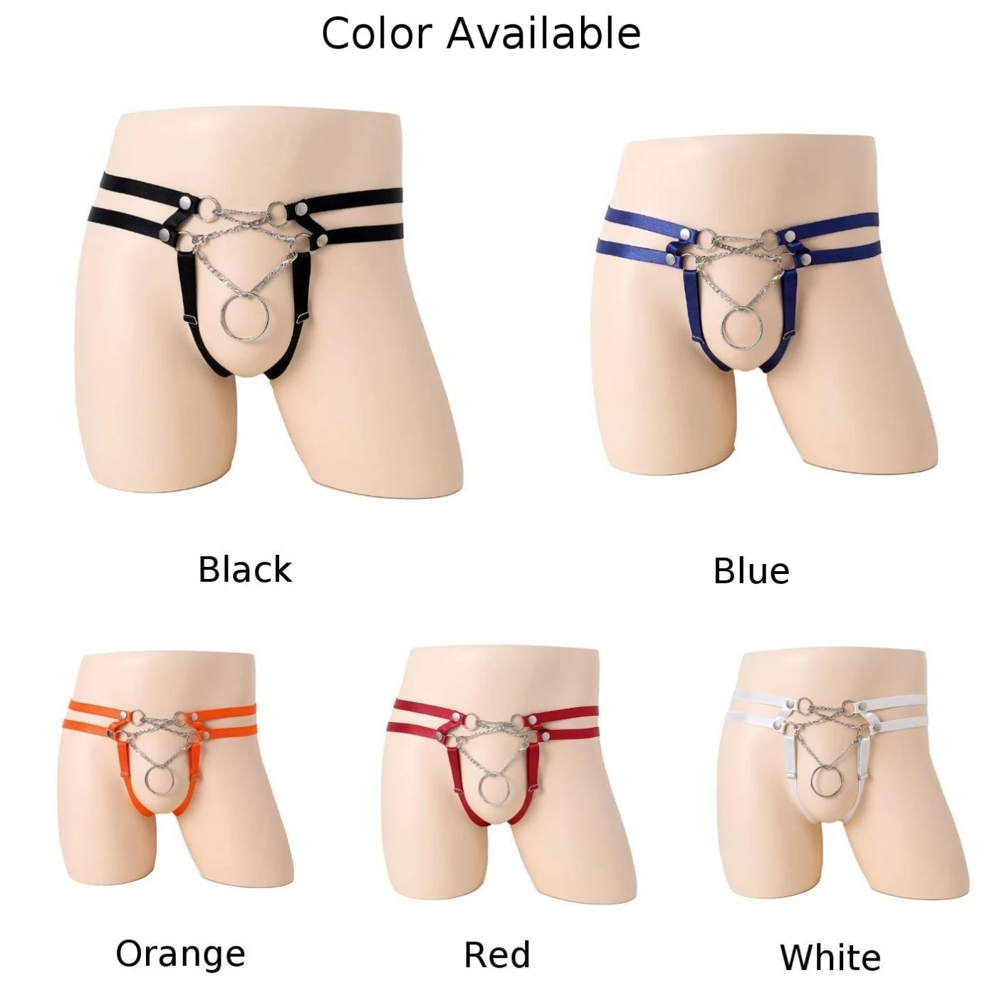 Mens Cockring G-Strings Hollow Out Drape Chain Erotic Underwear Jockstrap Gay Panties Adjustable Funny Underpants Exposed Peni