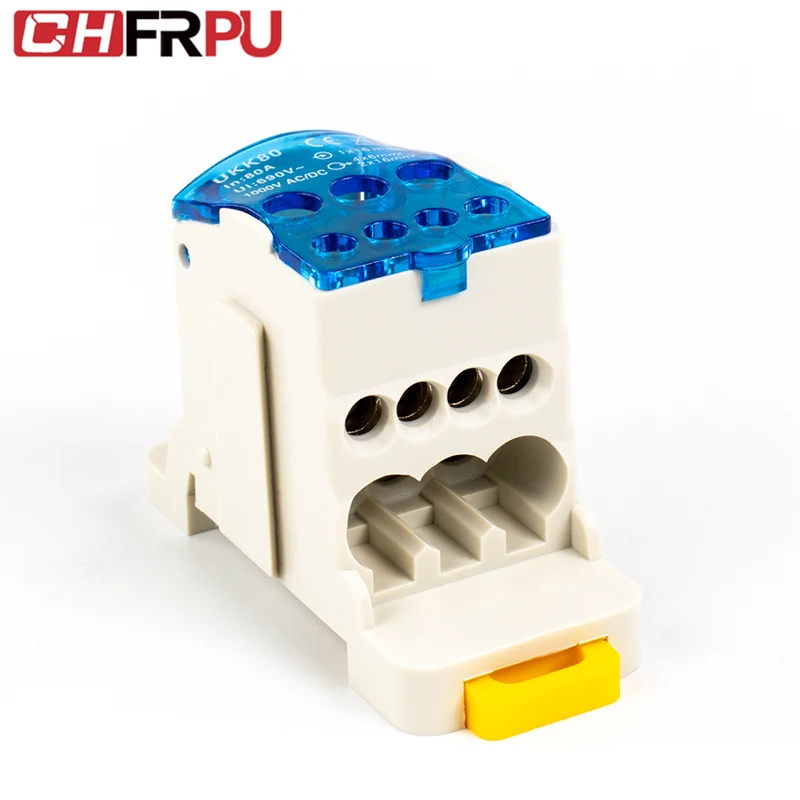 CHFRPU rail type terminales electricos de crimpado One in six out branch box Copper terminal connector UKK80A junction box