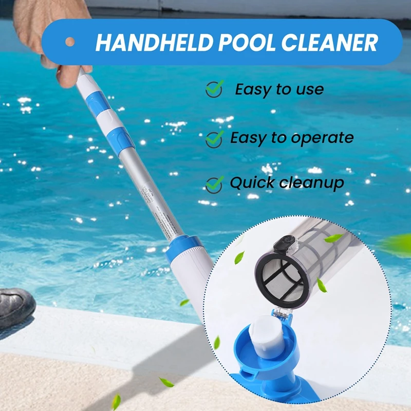 3-In-1 Cordless Rechargeable Pool Vacuum, Handheld Pool Cleaner For Spas, Small Pools To Clean Sand And Debris Durable (US Plug)