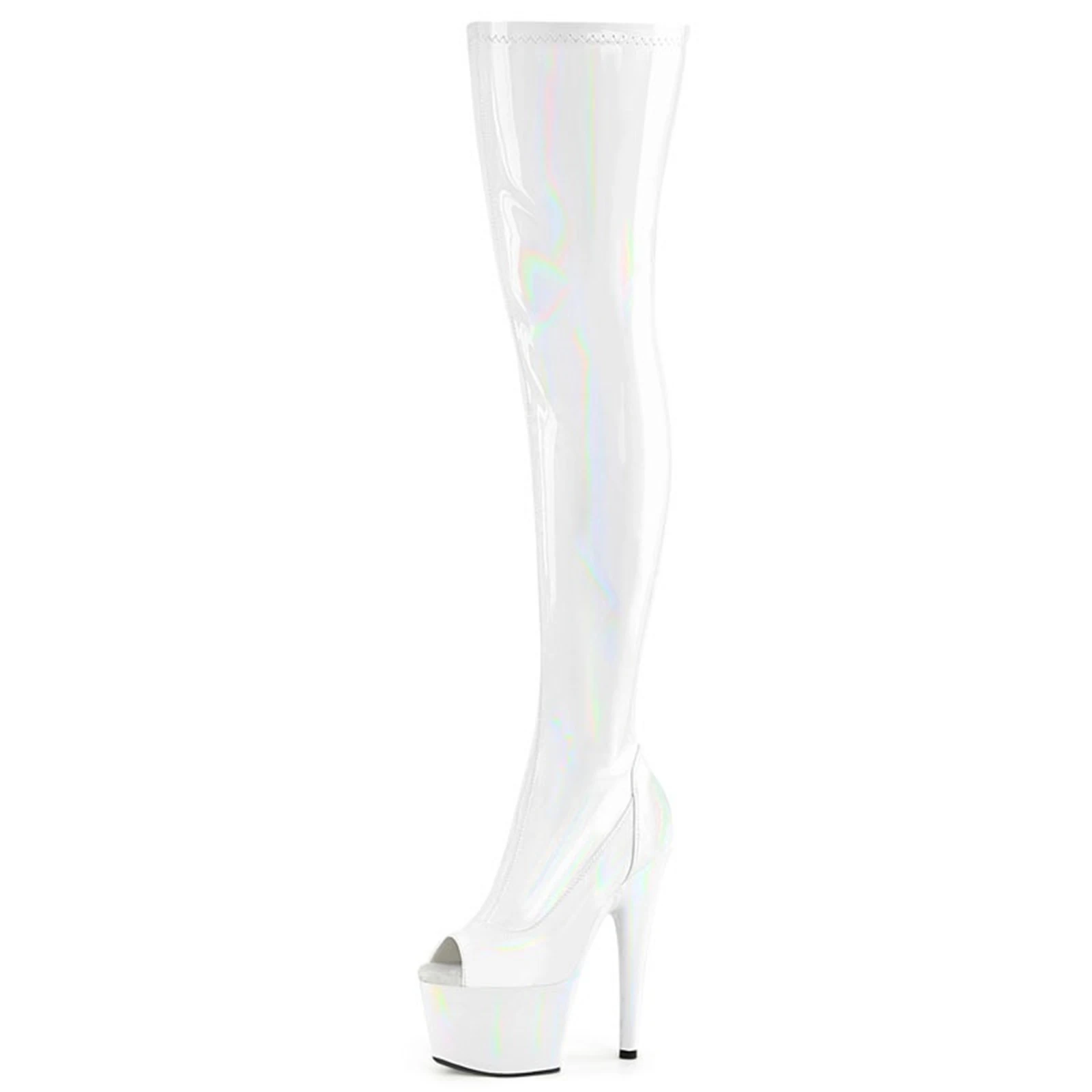 Botas de muslo FISHMOUTH HOLO ROSA CALIENTE de 17 CM |   STILETTO CROMA GLOWING con PLATFORM |   Tacones SEXY STAGE para CLUB y PERFORMANCE