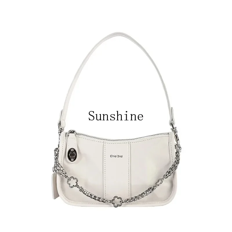 

White rose chain underarm light luxury shoulder messenger bag