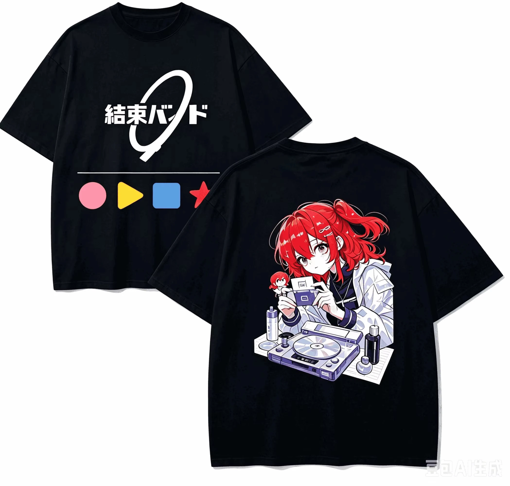 New Oversized Retro High Street Cotton T-shirt for Bocchi The Rock Anime Fans, Harajuku Fashion Style T-shirt