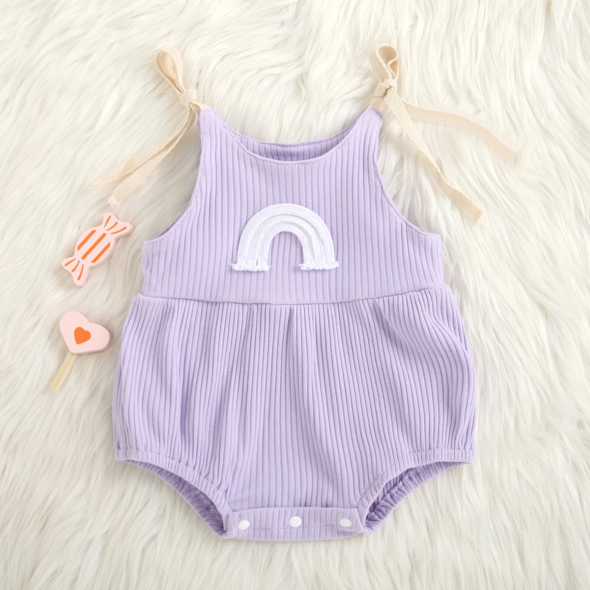 Spring and Autumn Baby Girl Purple Cute Rainbow Printed Camisole Vest Triangle Hoodie