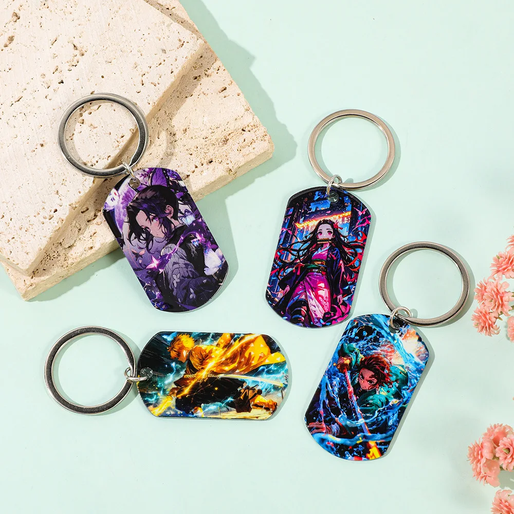 Anime Character Series Pendant Keychain Double-sided pattern Dog Tag Pendant Key Backpack Accessories Gift for Women Men