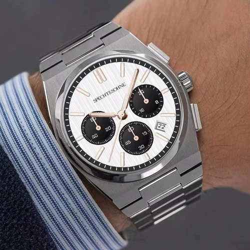 SPECHT & SOHNE-reloj de cuarzo multifunción para hombre, cronógrafo japonés VK63, con ojos de Panda, Luminoso, de acero inoxidable, resistente al agua, nuevo