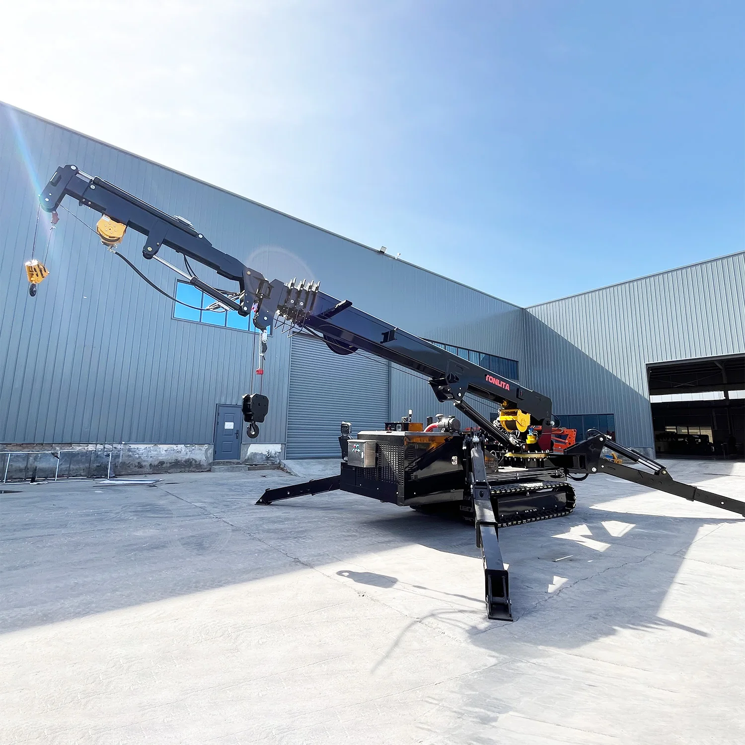 【Direct Factory Sale】CE EPA Euro 5 Certification Remote Control 10ton 12ton Spider Crane Diesel Electric Spider Crane With Fly J