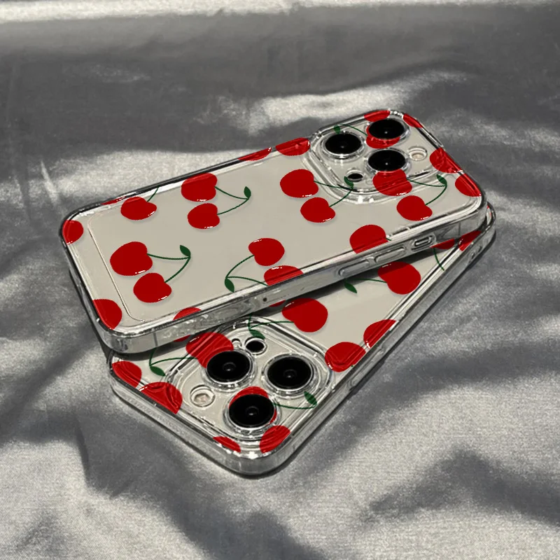 Cute Red Cherry Phone Case For iPhone 13 15 11 12 14 16 Pro Max 7 8 Plus XR XS Max X SE 2020 Shockproof Clear Cover Soft Funda image 5