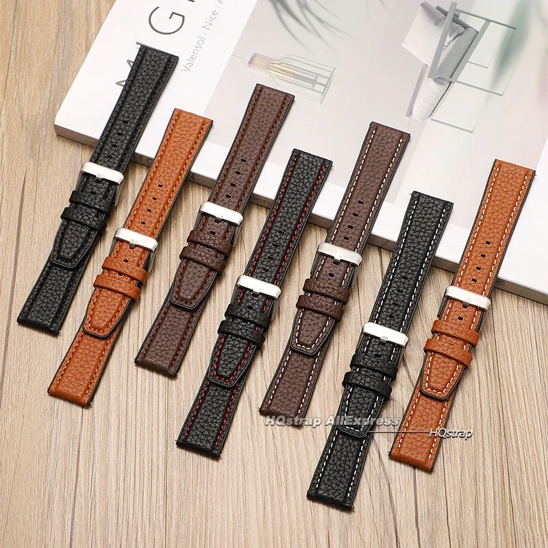 Waterproof Leather Wrist Strap for Rolex Universal Silicone Watchband for Seiko Men Women Slub/Litchi/smooth Pattern Bracelet