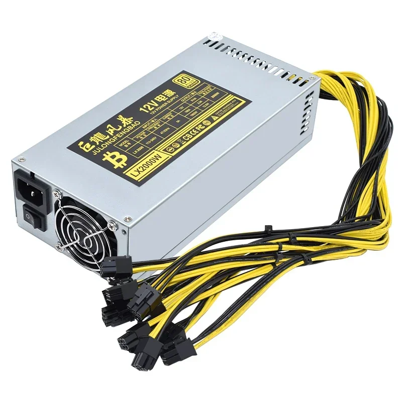 Imagem -05 - Fonte de Alimentação de Mineração de Canal Único Eth Rvn Rig Ethereum Miner s9 s7 l3 Mais Baixo Consumo Energético Psu Btc 2u 2000w 10x6pin Alta Qualidade