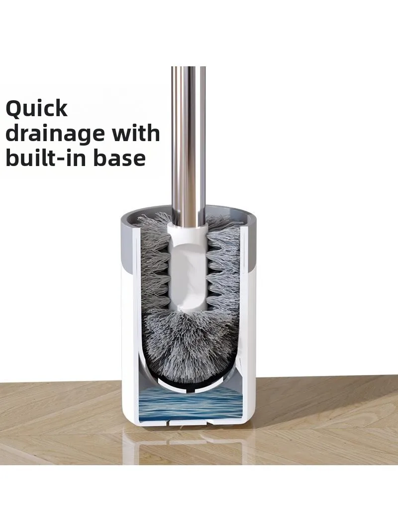 

Stainl Steel Long Handle Toilet Bru Household Cleaning Tool Wall Mounted Toilet Bru Set with Base No Drilling Required