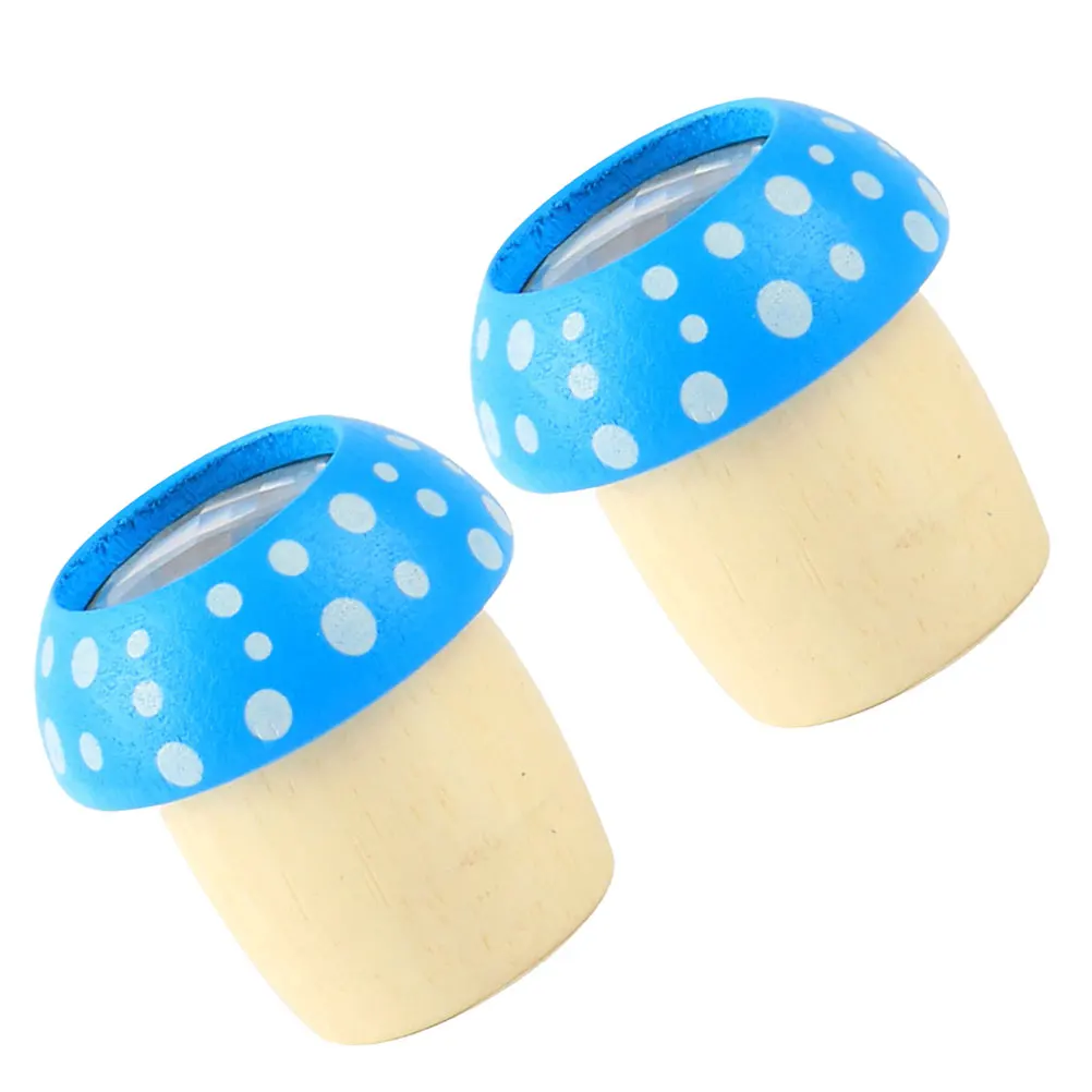 2 قطعة مشكال فطر خشبي قطعة عين عرض أنماط ملونة لامعة إلهام الفضول أداة التعلم الأزرق