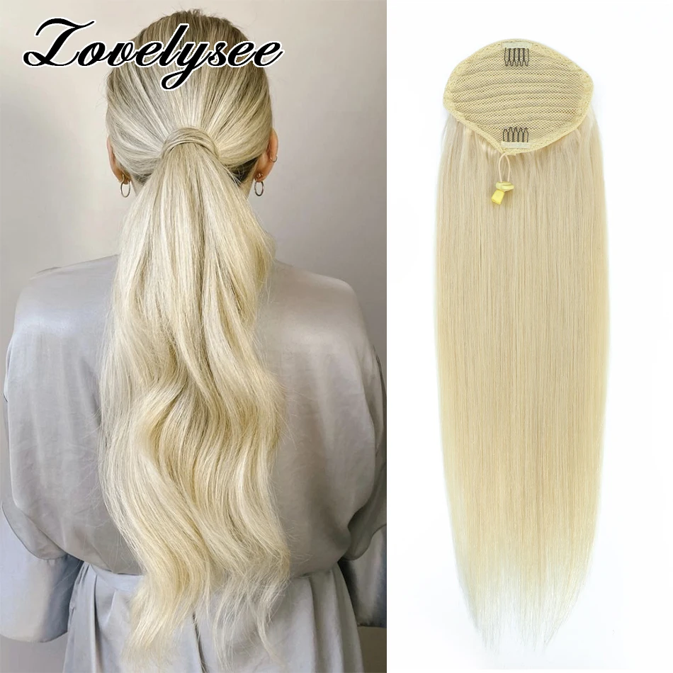 

90 Grams Drawstring Ponytail Human Hair Extensions Pony Tail Clip In Hairpiece For Woman Brazilian Straight Remy Ponytail Hair