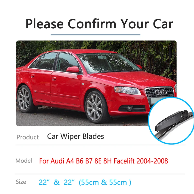 2Pcs For Audi A4 B6 B7 8E 8H Facelift 2004 2005 2006 2007 2008 Front Wipers Blades Window Windshield Windscreen Car Accessories