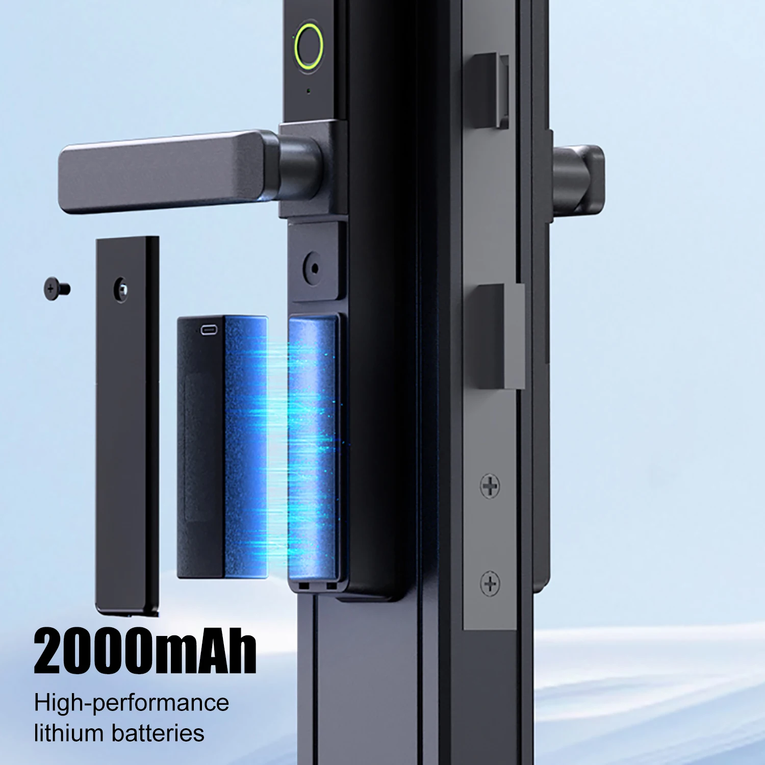 شواية دخول بوابة الباب المعدني، واي فاي، مقاومة للماء، بصمة الإصبع، باب ذكي خارجي مع مفتاح