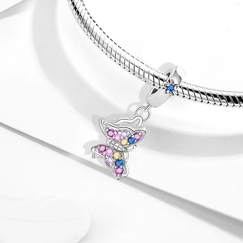 925 Sterling Silver Colorful Butterfly Series Fit Diy Bransoletka Naszyjnik Prezent wysokiej jakości biżuterii