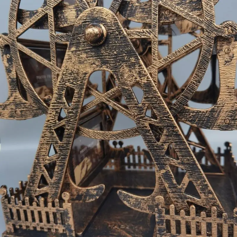62KD Antique Ferris Wheel Photo Frame 6 Glass Panel Easy To Change Pictures Gifting