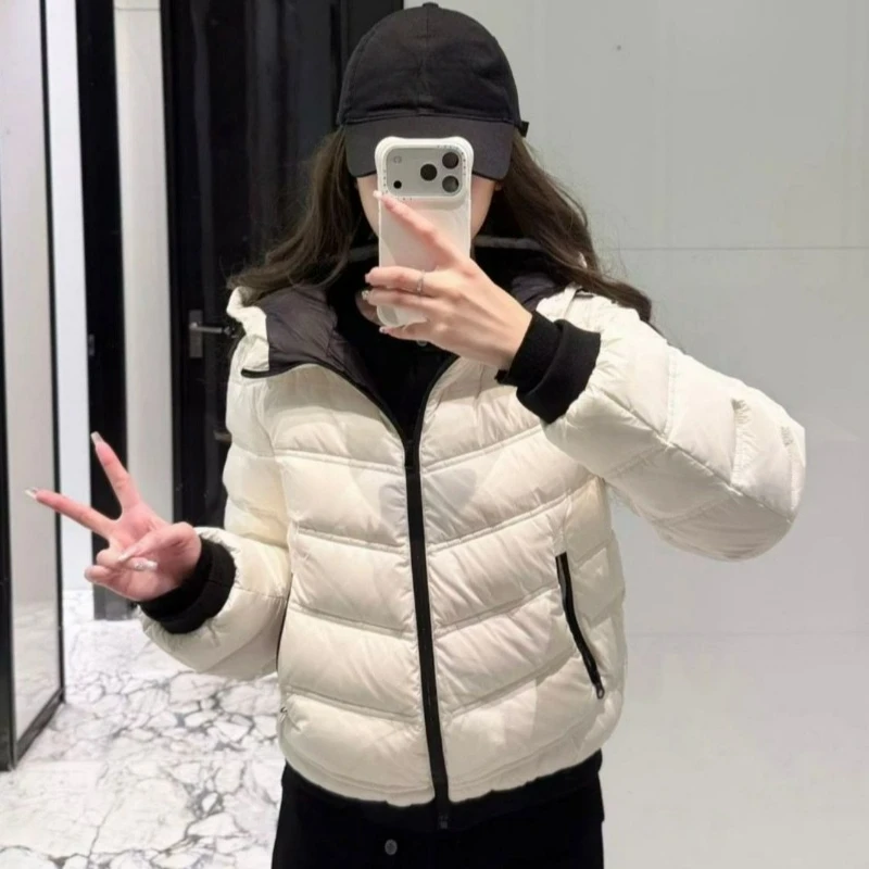 

2026 New Style Fashionable Casual Loose Versatile Hooded Jacket Solid Color Zipper Hooded Pork Rib High-end Cotton-padded Coats