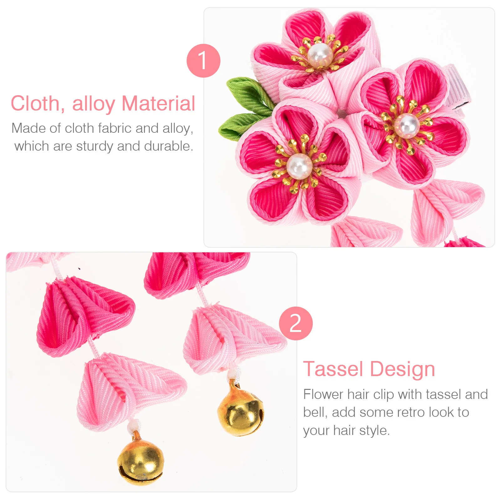 

Plum Hair Accessories Elegant Flower Clip Tassel Bell Hanfu Retro Style Flower Hair Clip For Girls NonDamaging