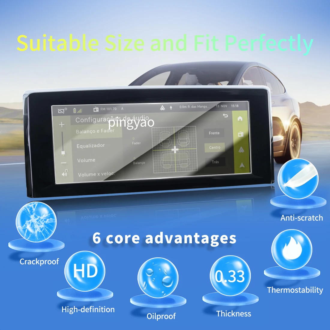 Car Sticker Screen Protector Navigation Display Tempered Glass Protective Film Car Vehicle For24 Dongfeng Citroen C3 AIRCROSS