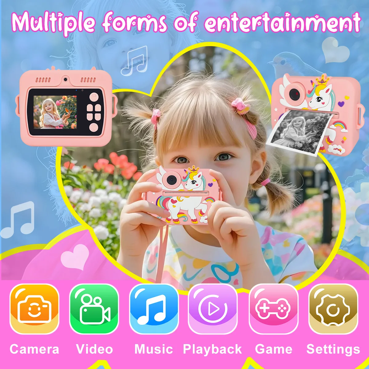 Kids Toys Camera Cute Animal Pattern Digital Camera with Silicone Protect Case for Home Entertainment Camera Memory