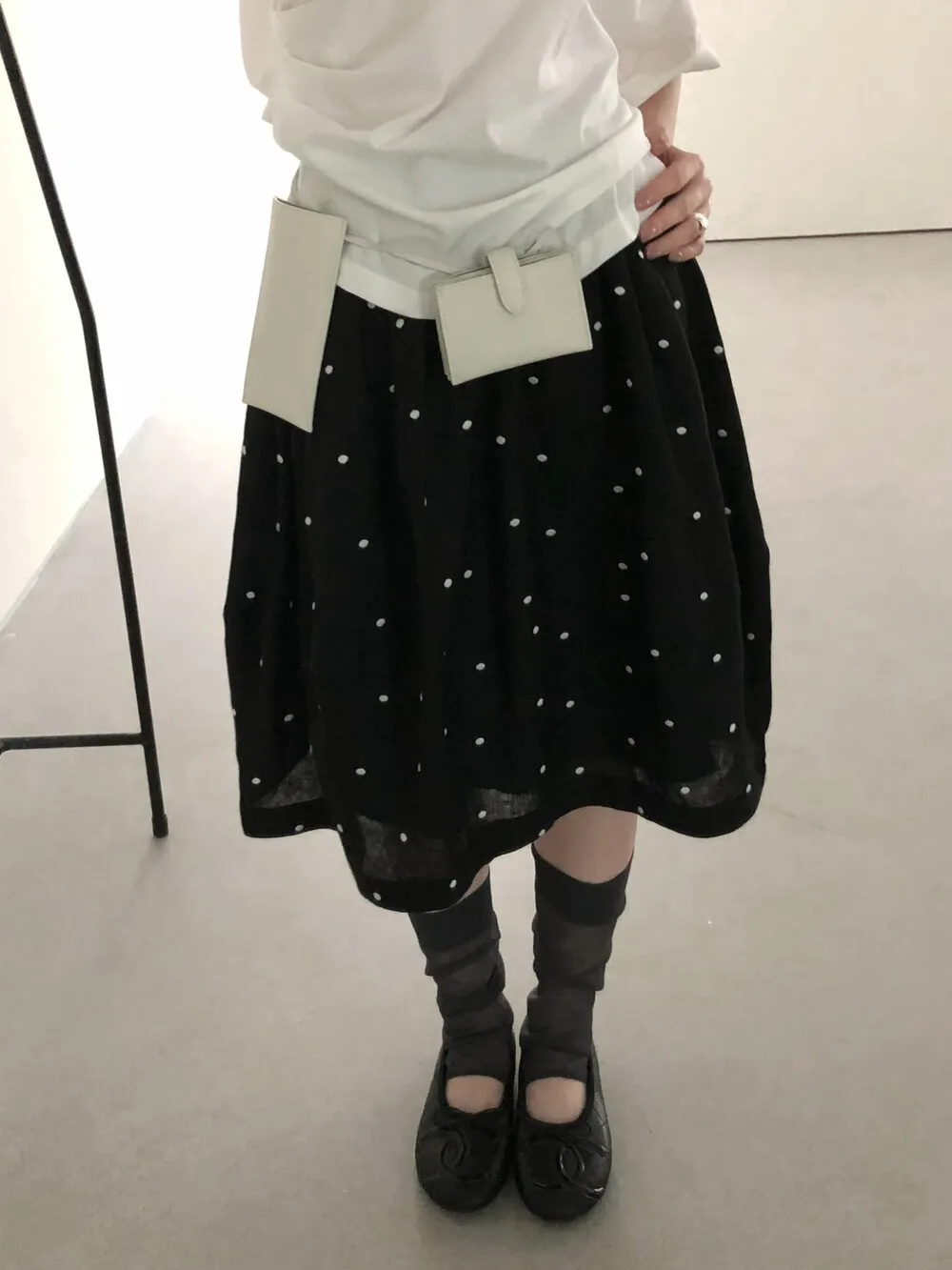 

Винтажная юбка Lilian в горошек, свободного кроя, из льняной ткани, 7 метров, с эластичной талией, А-силуэт, для женщин, повседневная, с завышенной талией