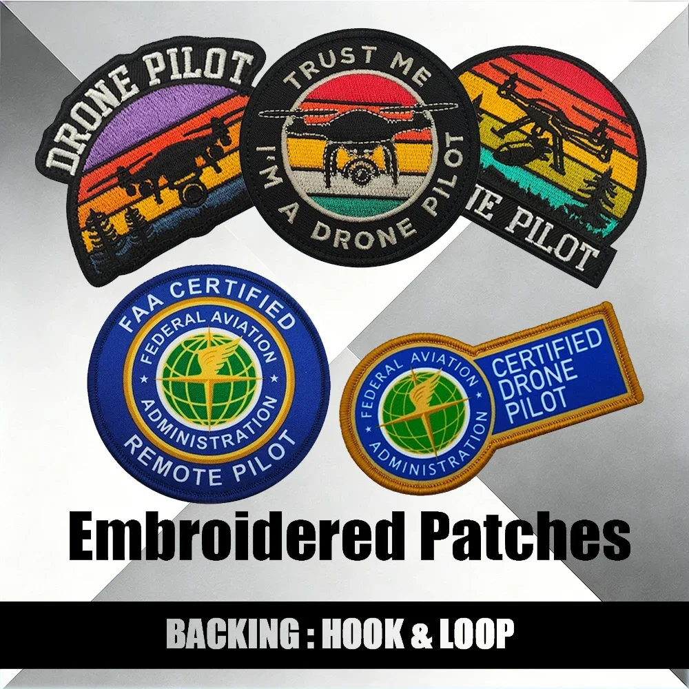 

Вышитая нашивка с изображением пилота беспилотного летательного аппарата (дрона) на липучке для уличной куртки