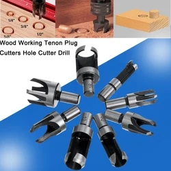 8pcs 3/8-inch Shank Carbon Steel Cutter Wooden Dowel Cutting Bits Cylindrical Claw Dowel Drill Bits  Round Shank Combo Set