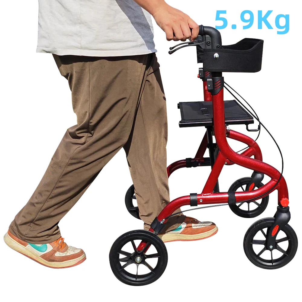 

Mobility Aids Lightweight 4 Wheel Folding Rollator Walker for Disabled and Elderly Rehabilitation Therapy Supplies Rollator