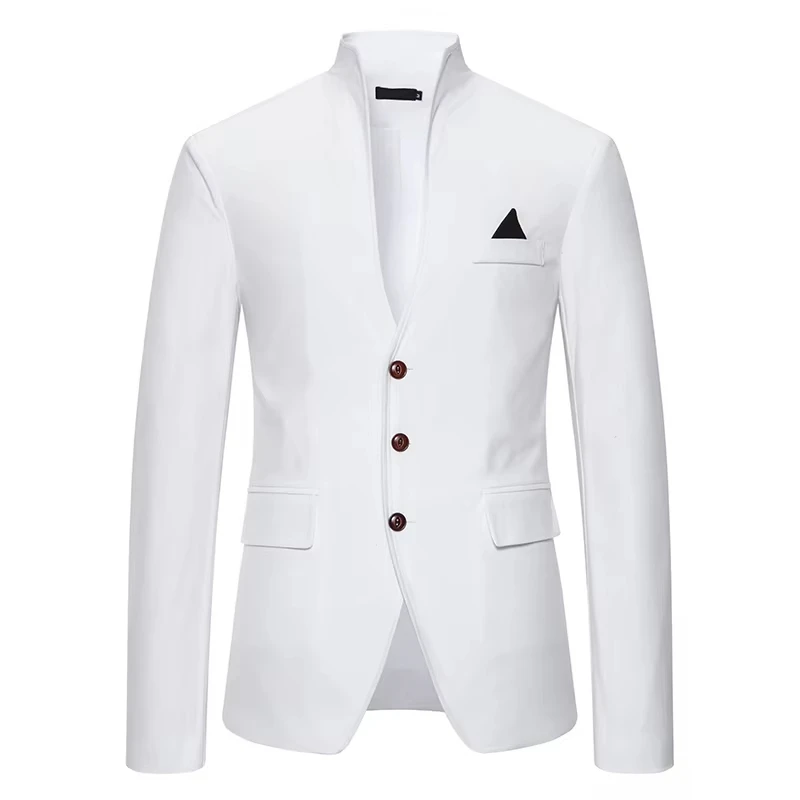 Terno confortável monocromático, combinando com colarinho em pé, casamento casual fino, moda cavalheiro, x68