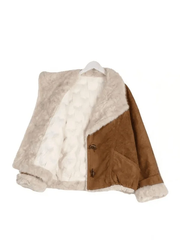 

Women's Thiened Cotton Jaet Winter Coat Loose Fit Faionable High-End Feel Large Turn-down Fur Collar Warm Long Sve