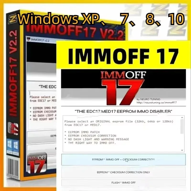 

IMMO OFF 17 IMMOFF17 Software Activa Versión EDC17 MED 17 Immo Off Ecu EEPROM IMMO PATCH Corrección de control para IMMO OFF Flv