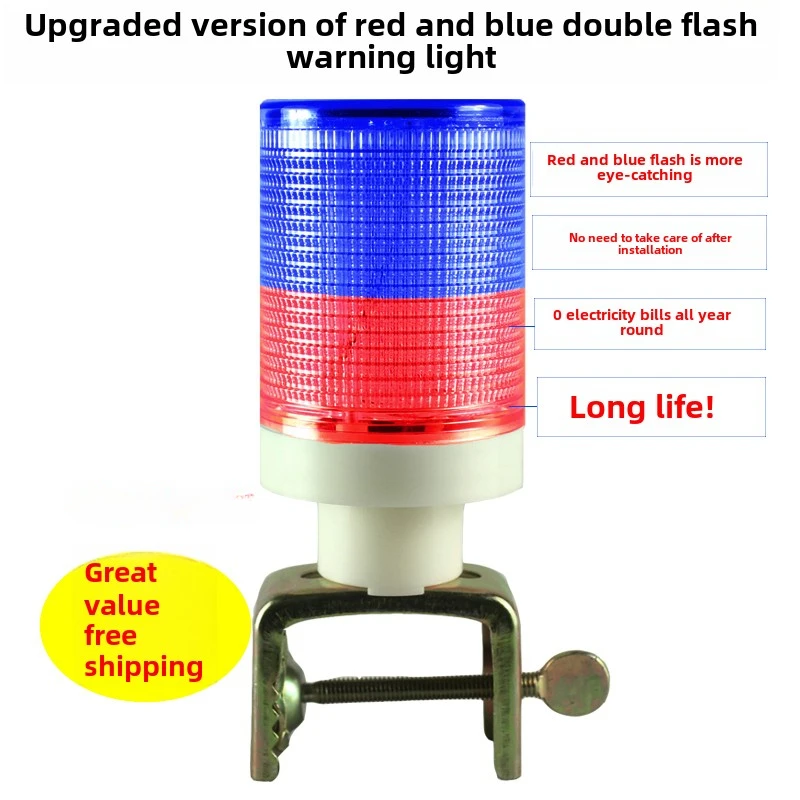 Solar Powered Led Warning Light Construction Flashing Light Controlled Road Traffic Barrier Signal Warning Light WIth Metal Fork