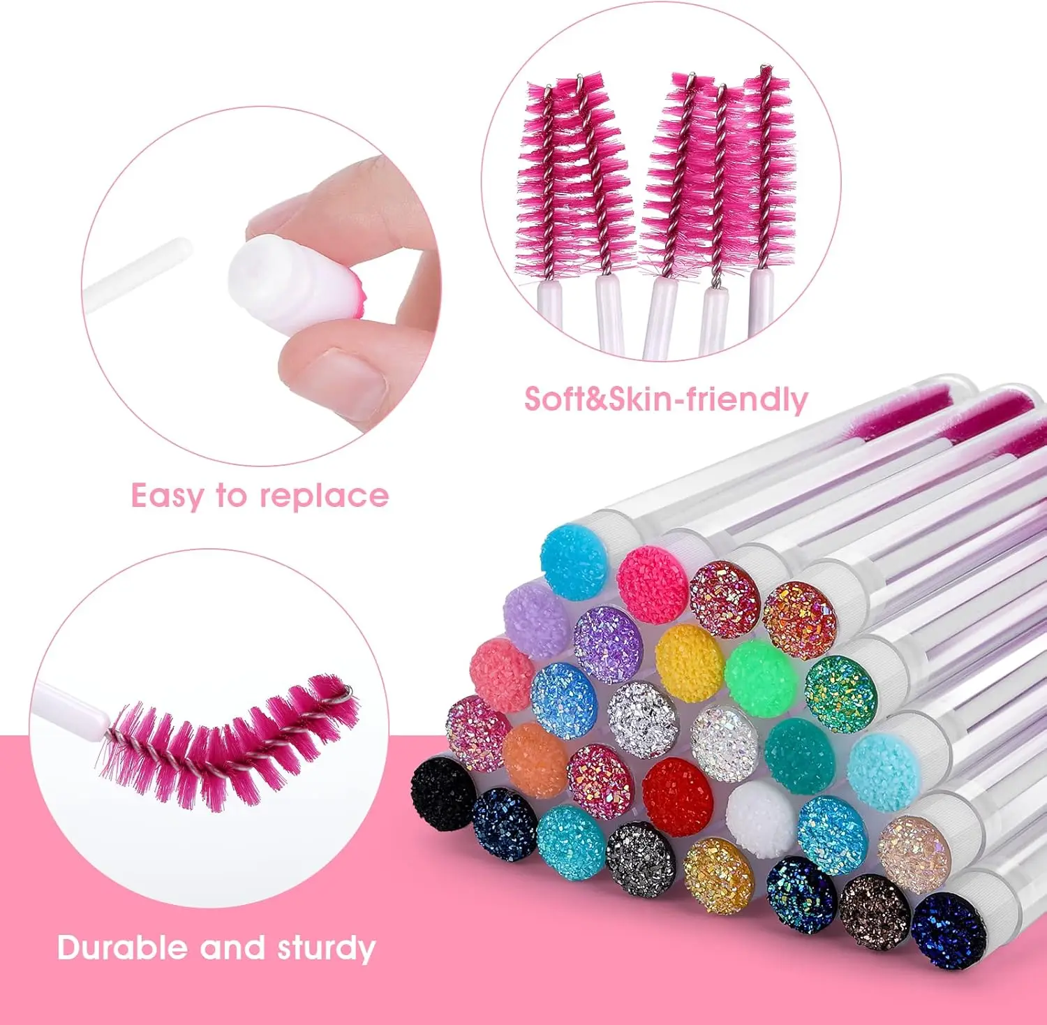 Reusable 50sets Eyelash Mascara Wands With Tube Lash Spoolie Brush In Container Disposable Eyebrow Applicator Case Wholesale
