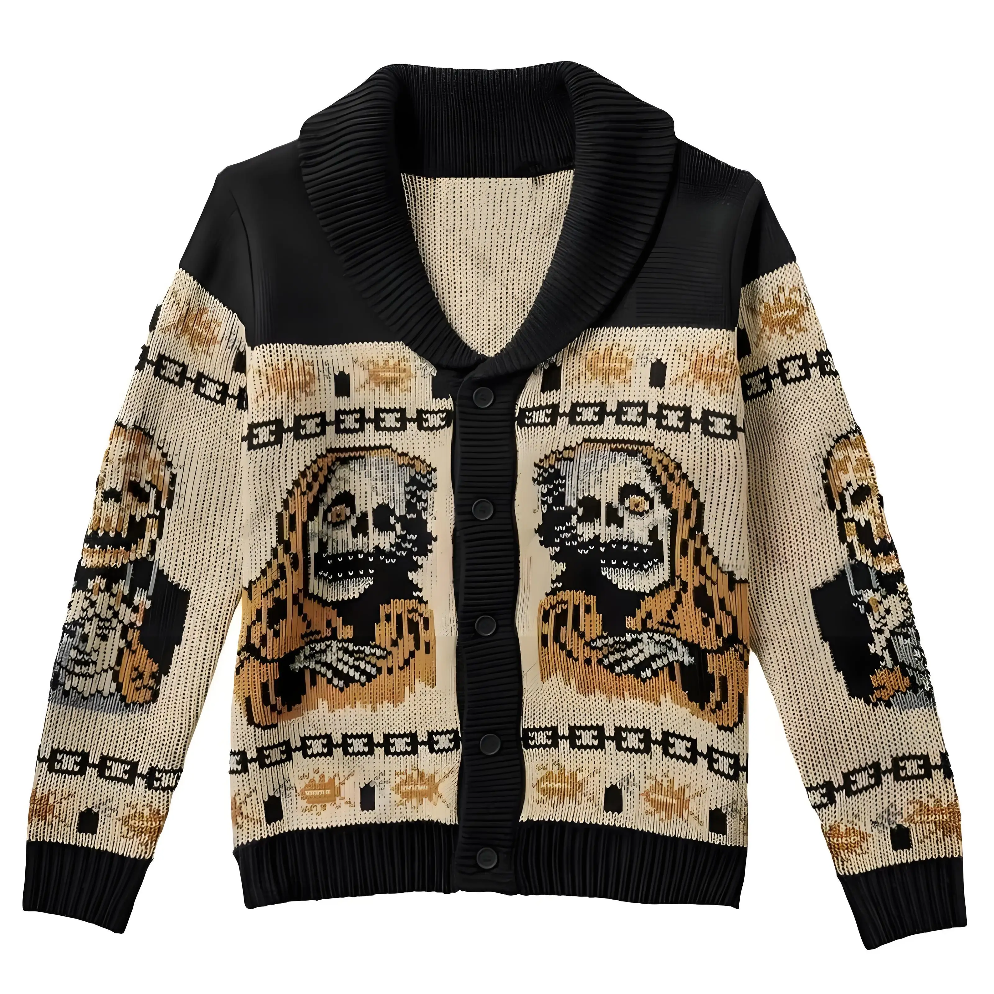 Herbst Winter Harajuku-Stil Gothic Geistermuster Herren Pullover Hip-Hop Street Paar Strickpullover Damen Streetwear – Detail 4