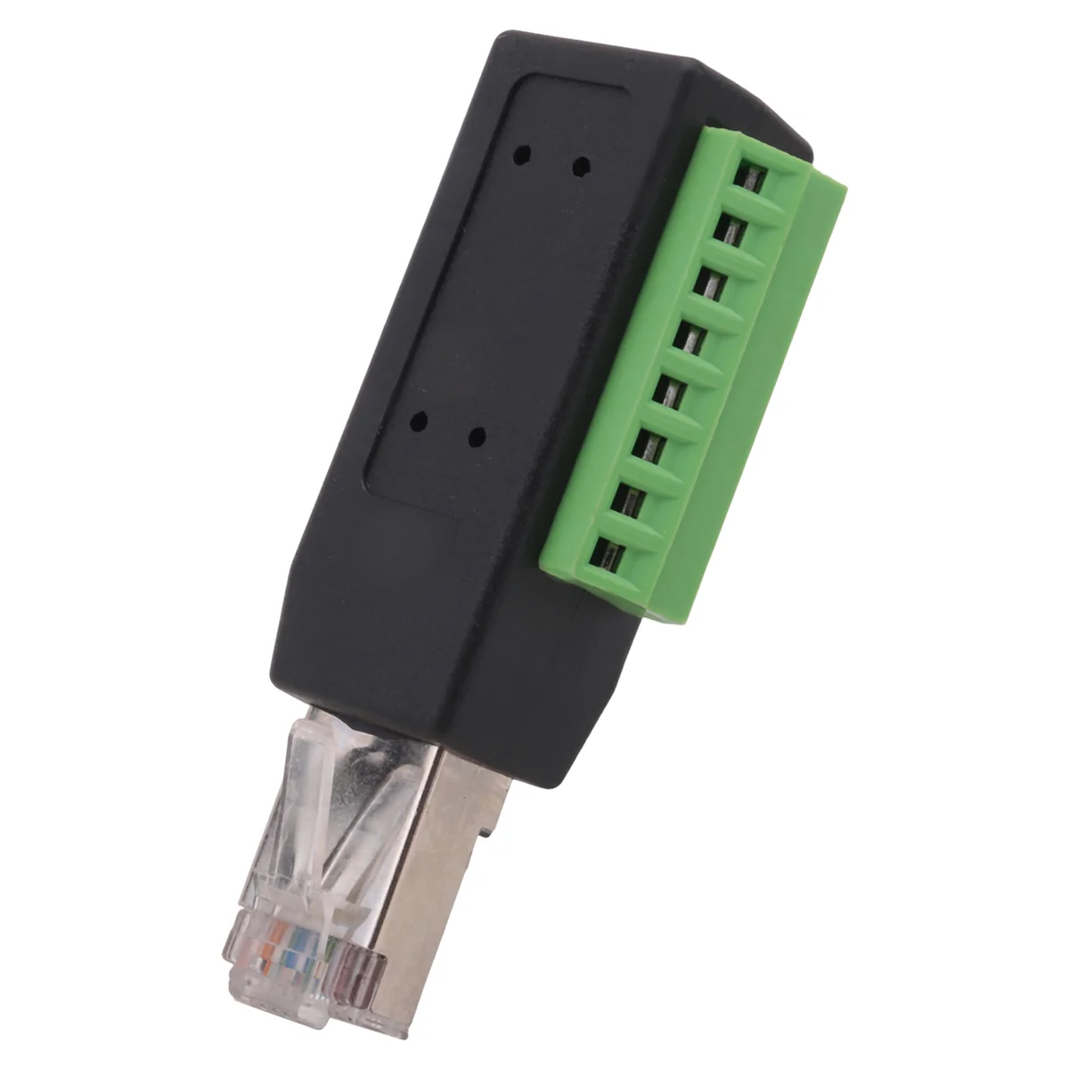 ¡A48T! Conector de terminal de tornillo RJ45, enchufe macho sin soldadura RJ45 a adaptador de bloque de terminales de 8 pines para Ethernet Cat5 /6/7 AV