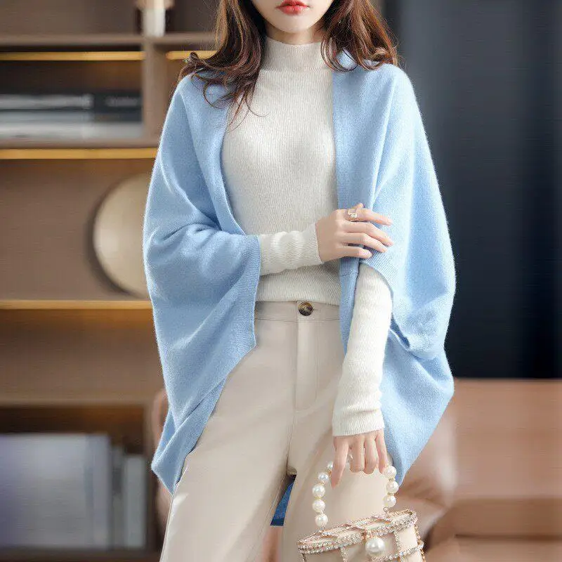 

Women's Woolen Shawl Casual Loose Cardigan Multi-Functional Autumn New Style Warmth Winter Fashion Accessory Yangjing Brand