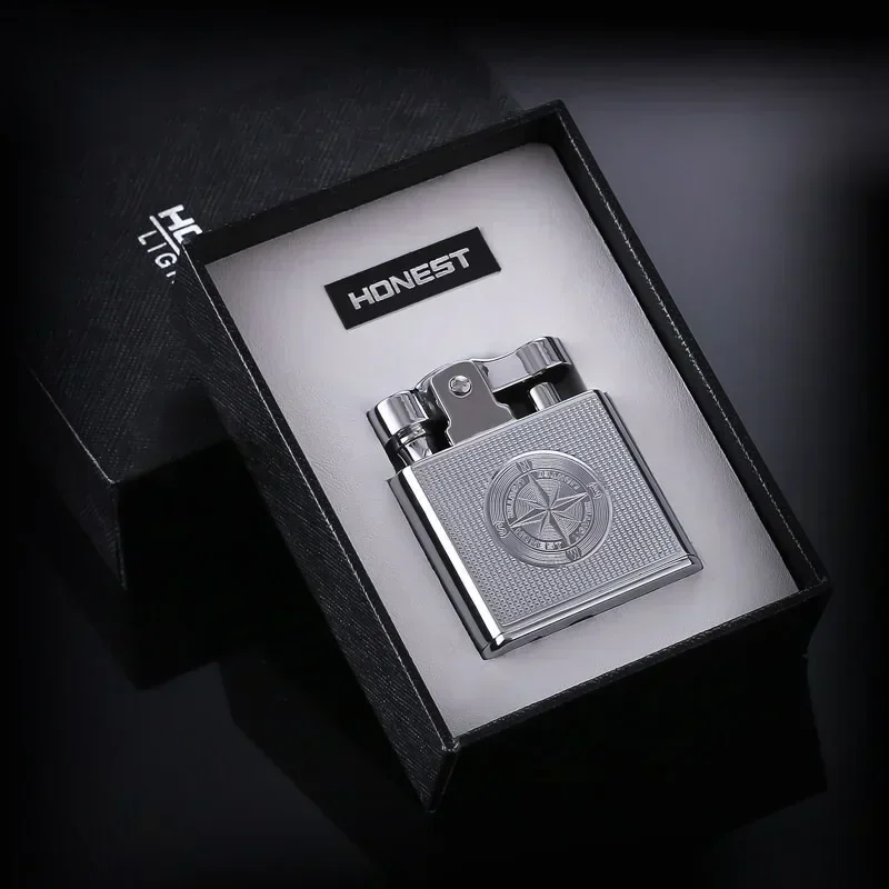 Classic Luxury Waterproof Windproof Kerosene Lighter Retro Copper Cigarette Cigar Lighter Mens Smoking Tool Men Gift Gadgets