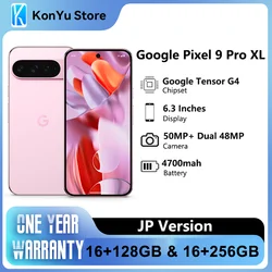 JP 버전 구글 픽셀 9 프로 XL, 6.8 인치, 구글 텐서 G4, 16GB RAM, 37W, 유선 5060 mAh, 50MP + 48MP, IP68 NFC 스마트폰, 신제품