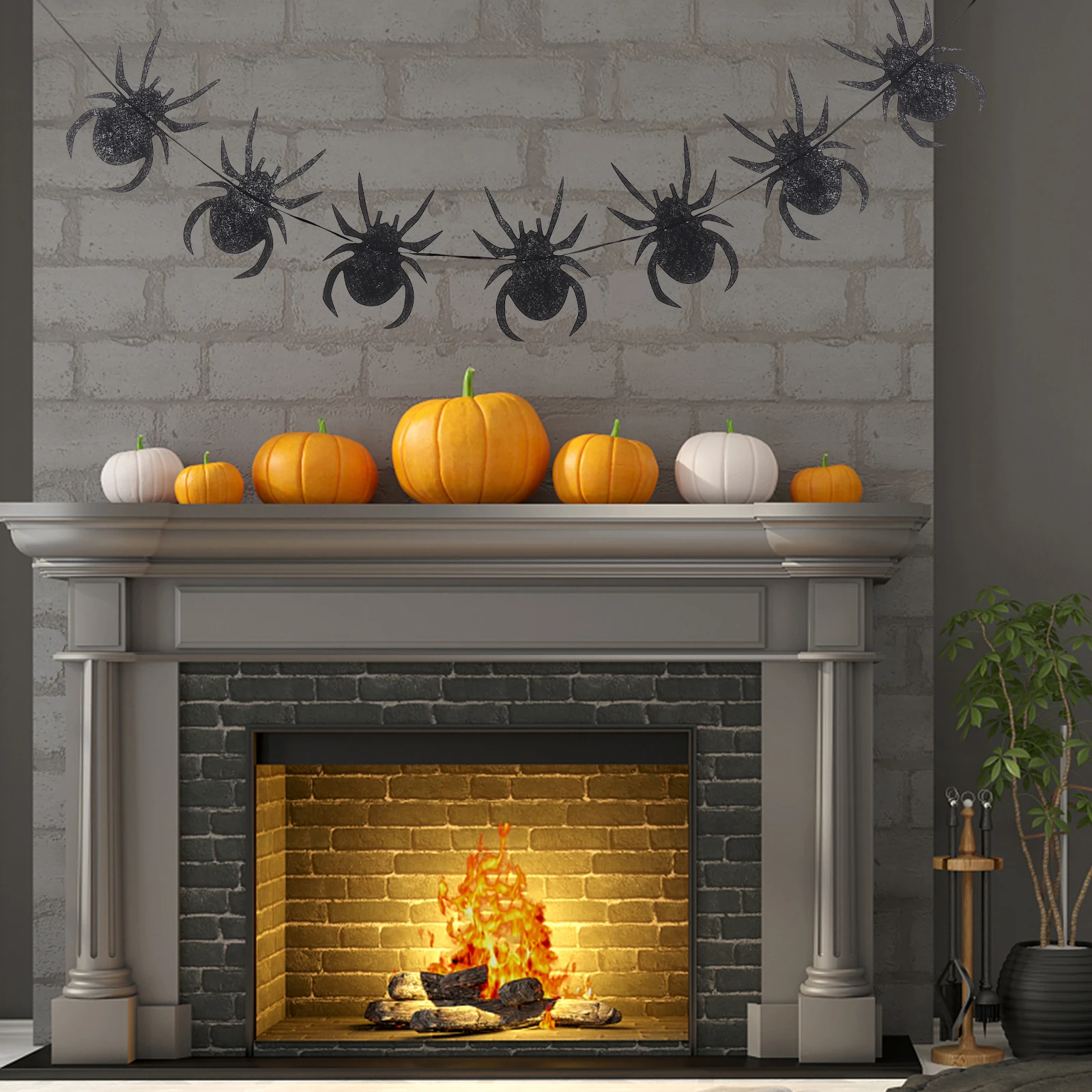 

Spider Felt Banner Halloween Decorative Supplies Black Cloth Party Hanging Props Festive Creative H made Colorful Home Garden