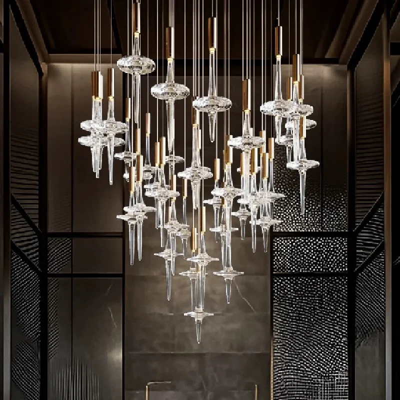 

2026 New Gold Glass Lustre Chandelier, Dimmable Pendant Lamp for Living Room & Hotel, Elegant Light for Ceilings