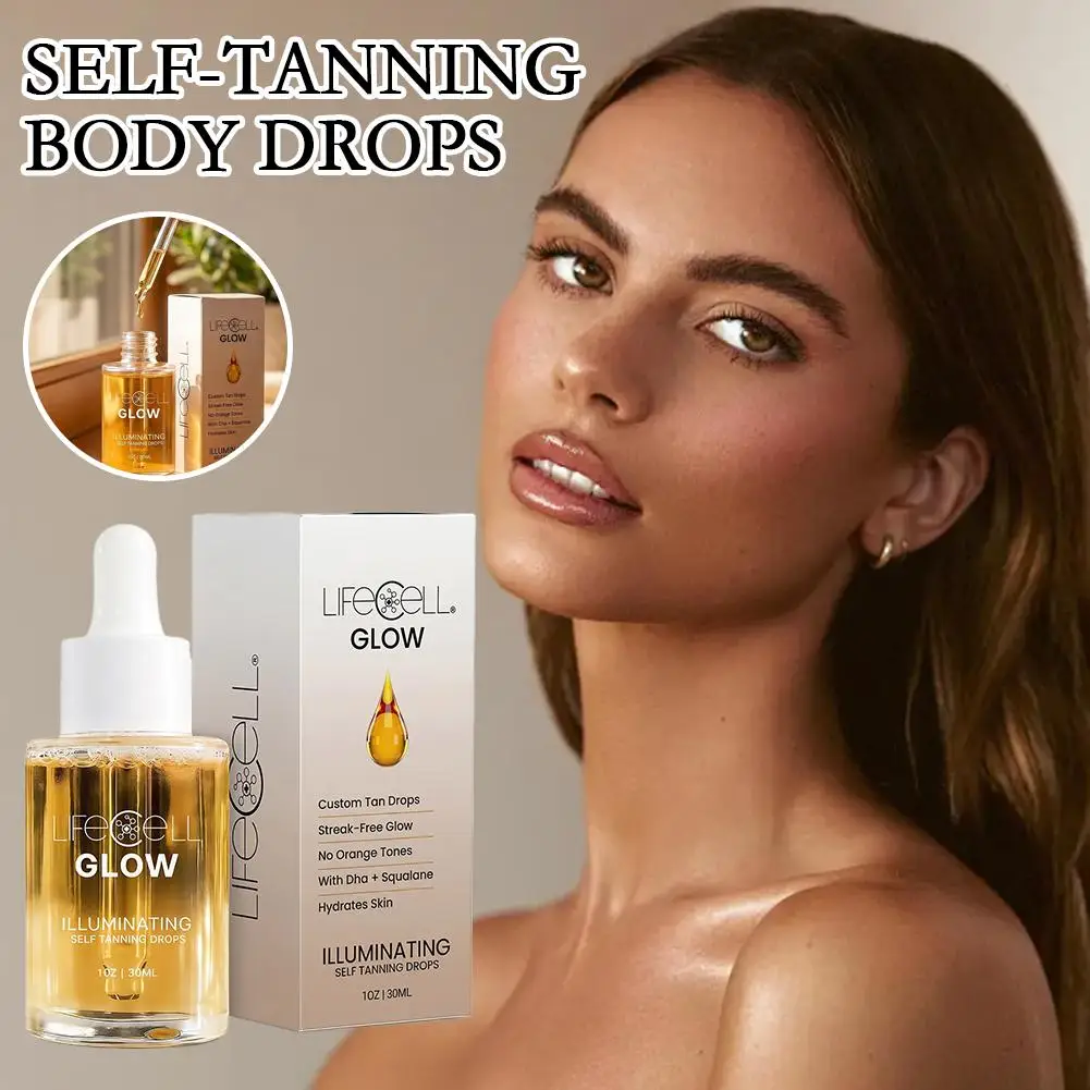 Body Self Tanning Drops Oil DHA Squalane Formula Streak-Free Moisturizing Natural Bronze All Skin Types Gradual Glow