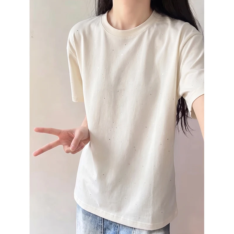 2026 Summer Men's Fashion Casual Loose Pure Cotton Star-Dots Embroidered Short-Sleeved T-Shirt - Suitable for Both Men and Women — купить у AliExpress WW