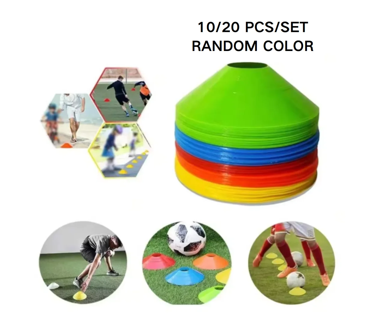 10/20 PCS Durable Soccer Training Cones with Pressure Resistant Marker Discs Football Sports Practice Outdoor Sports Equipment