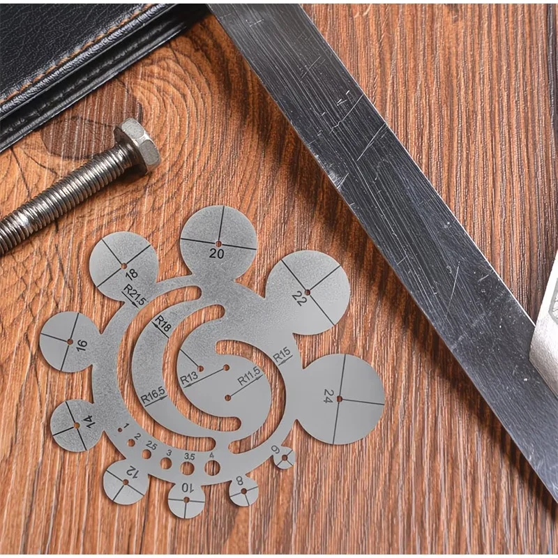 11-in-1 Multi-Function Circle Template Radius Gauge, 8-24mm Round Corner Arc Finder Tool, Center Locator Ruler for Woodworking